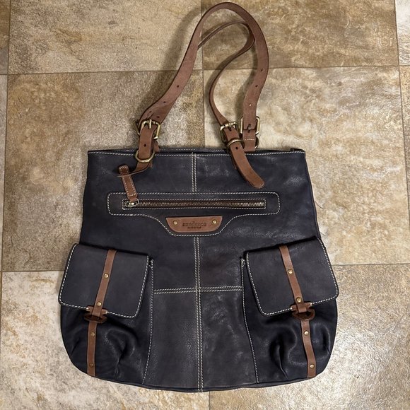 Sundance Handbags - Sundance | Charcoal Gray Leather Tote Shoulder Bag Purse Handbag Buckles Hobo